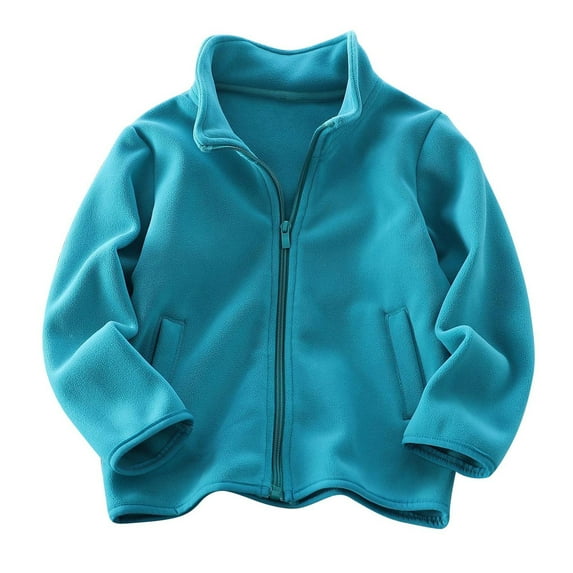 Dagugfen Baby Clothes Fall Jackets Full Zip Fleece Comfy Loose Solid Color Casual Warm Outerwear 3-13 Years