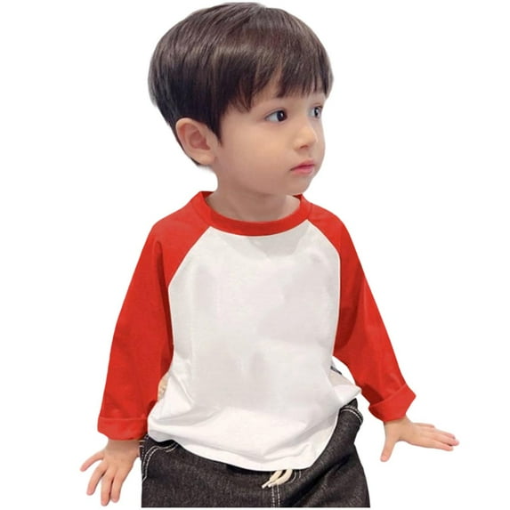 Dagugfen Baby Clothes Long Sleeve Shirts Round Neck Color Block Loose Lightweight Comfy Casual Tops