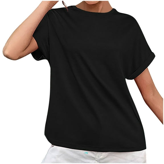 Dagugfen Basic Tees for Women Ruched Short Sleeve Crew Neck Loose Lightweight Casual Comfy Work Travel Shirts