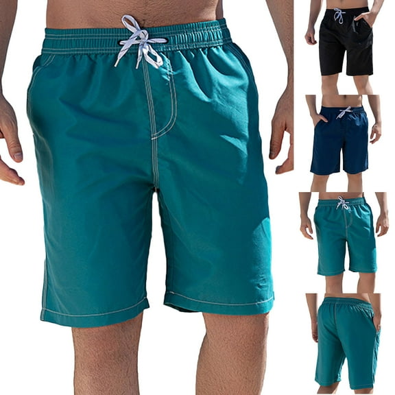 Dagugfen Beach Shorts for Men Straight Leg Knee Length Loose Elastic Waist Drawstring Casual Camping Shorts