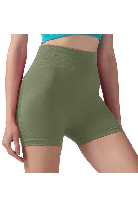 Bike Shorts for Women Elastic Waist Skinny Stretchy Slim Fitted Base Layer Gym Workout Shorts