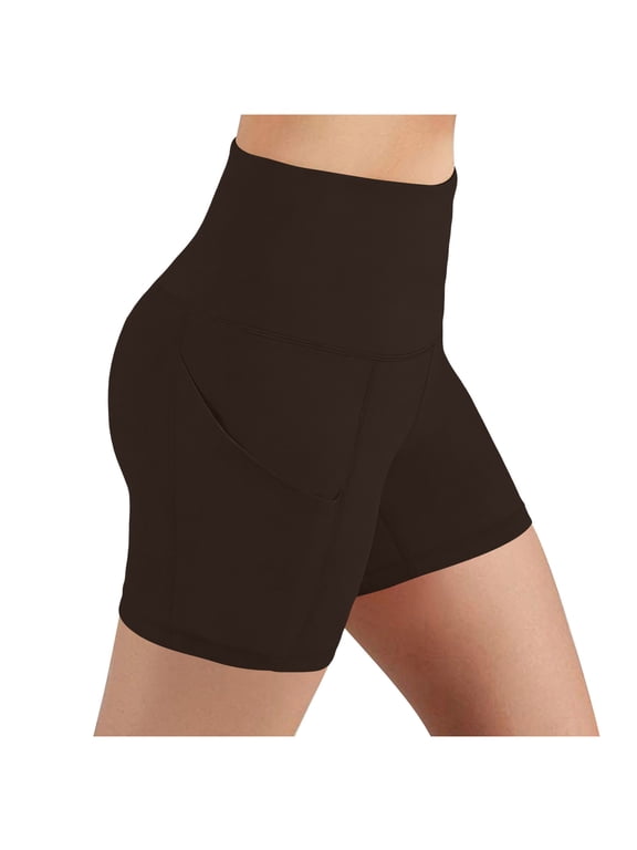 Biker Shorts Women Elastic High Waisted Stretchy Skinny Workout Shorts Athletic Gym Base Layer Shorts with Pockets