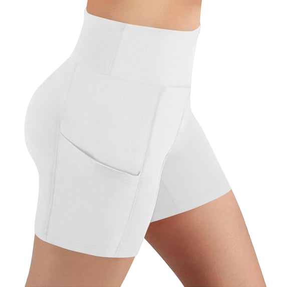 Dagugfen Biker Shorts for Women Elastic High Waist Slim Fitted Yoga Athletic Stretchy Short Pants with Pockets