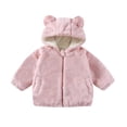 thumbnail image 1 of Dagugfen Boys Girls Jackets Fleece Comfy Long Sleeve Zipper up with Bear Hood Loose Warm Outwear Size 2-8 Years, 1 of 4