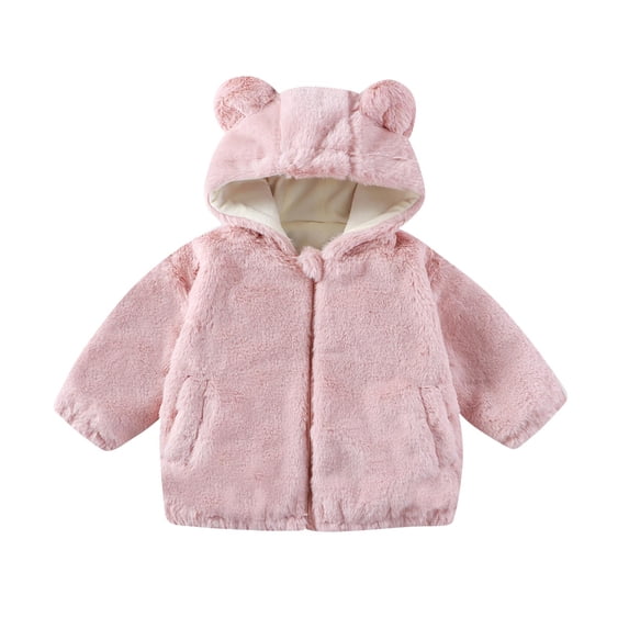 Dagugfen Boys Girls Jackets Fleece Comfy Long Sleeve Zipper up with Bear Hood Loose Warm Outwear Size 2-8 Years