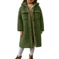 thumbnail image 1 of Dagugfen Boys Girls Winter Overcoat Fuzzy Fleece Button down Outwear Thick Warm Casual Long Coat with Pockets 3-12 Years, 1 of 8