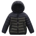 thumbnail image 1 of Dagugfen Boys Winter Coats Hoodie Zipper up Loose Color Block Windproof Comfy Warmth Outwear Size 8-17 Years, 1 of 3