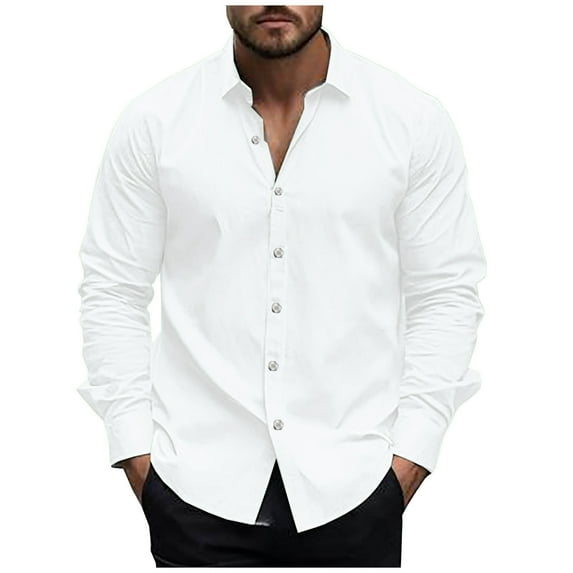 Dagugfen Button down Shirts for Men Dress Long Sleeve Loose Lightweight Business Office Casual Work Shirts for Wedding