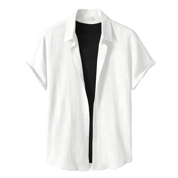 Dagugfen Button down Shirts for Men Lapel Neck Open Front Lightweight Short Sleeve Shirts Summer Outdoor Vacation Casual Shirts