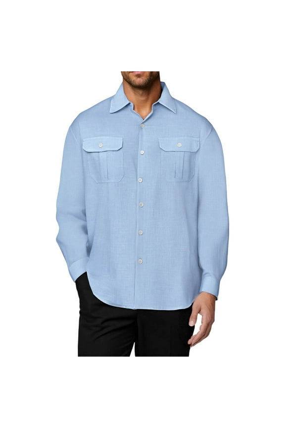 Button down Shirts for Men Long Sleeve Loose Lightweight Casual Work Dress Shirts with Pockets