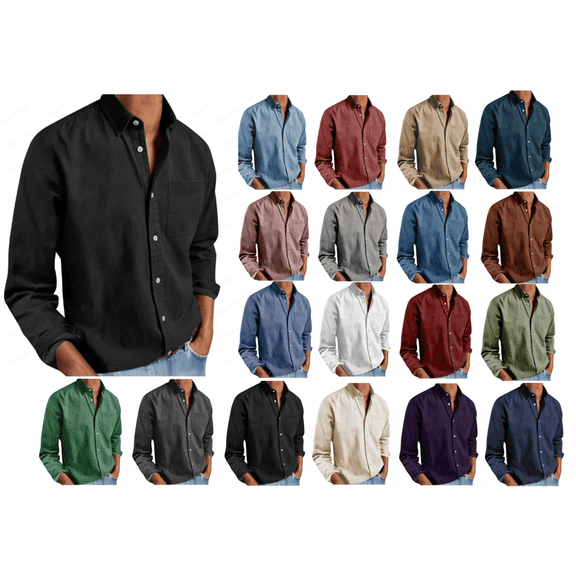 Dagugfen Button down Shirts for Men Long Sleeve Loose Lightweight Work Casual Office Tops with Pocket