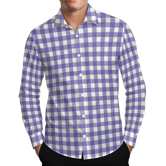 Dagugfen Button down Shirts for Men Plaid Curved Hem Long Sleeve Lightweight Casual Work Business Shirts