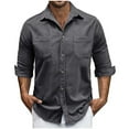 thumbnail image 1 of Dagugfen Button down Shirts for Men Ruched 1/2 Sleeve Loose Casual Outwear Travel Camping Tops with Pockets Fall Clothes, 1 of 7