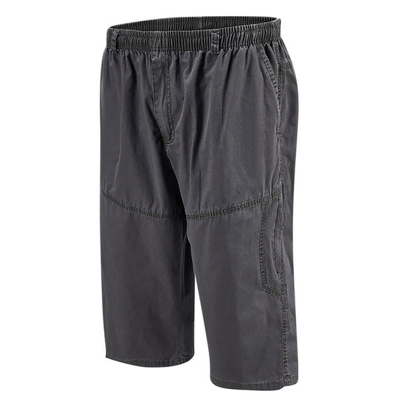 Dagugfen Cargo Mens Shorts Plus Size Elastic Waist Solid Color Loose Outdoor Sports Shorts Classic