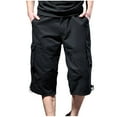 thumbnail image 1 of Dagugfen Cargo Pants for Men Capri Plus Size Straight Leg Drawstring Loose Outdoor Hiking Cropped Trousers, 1 of 7