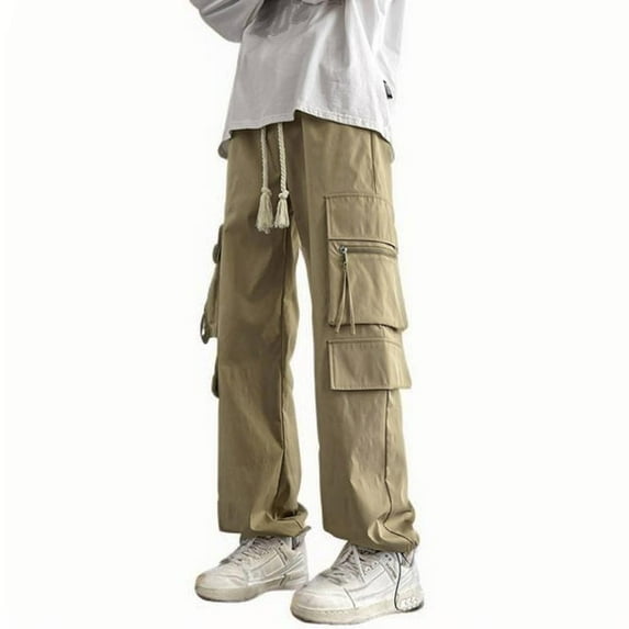 Dagugfen Cargo Pants for Men Elastic Waist Drawstring Loose Lightweight Casual Outdoor Camping Pants