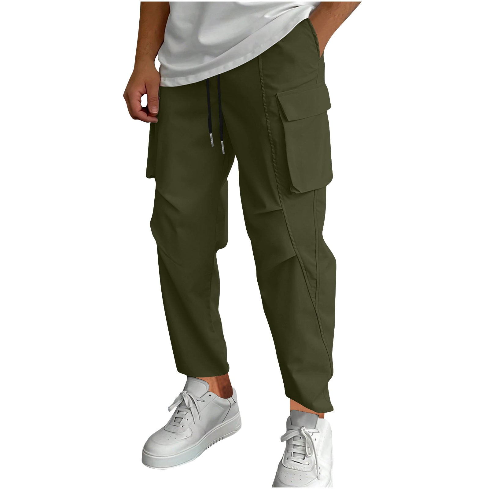 Dagugfen Cargo Pants for Men Elastic Waist Drawstring Loose Lightweight ...