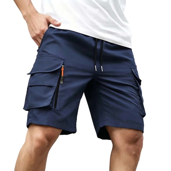 Dagugfen Cargo Shorts for Men 8" Inseam Loose Fitted Elastic Waist Drawstring Summer Outdoor Climbing Shorts with Multi Pockets