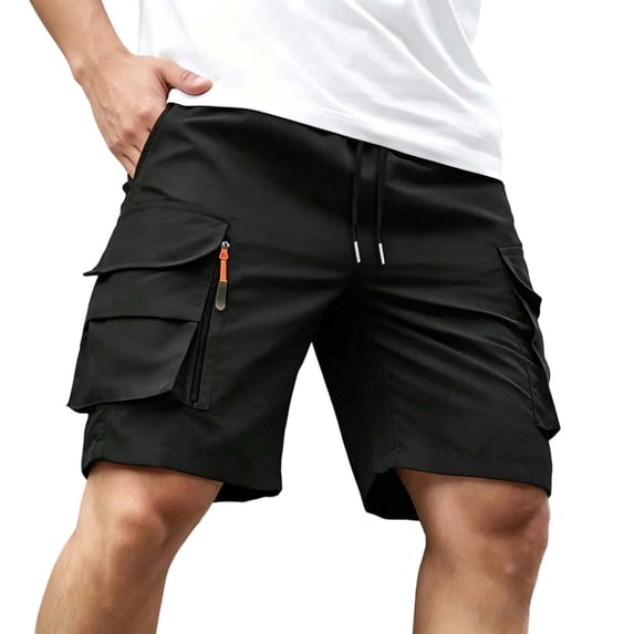 Dagugfen Cargo Shorts for Men 8" Inseam Loose Fitted Elastic Waist Drawstring Summer Outdoor Climbing Shorts with Multi Pockets