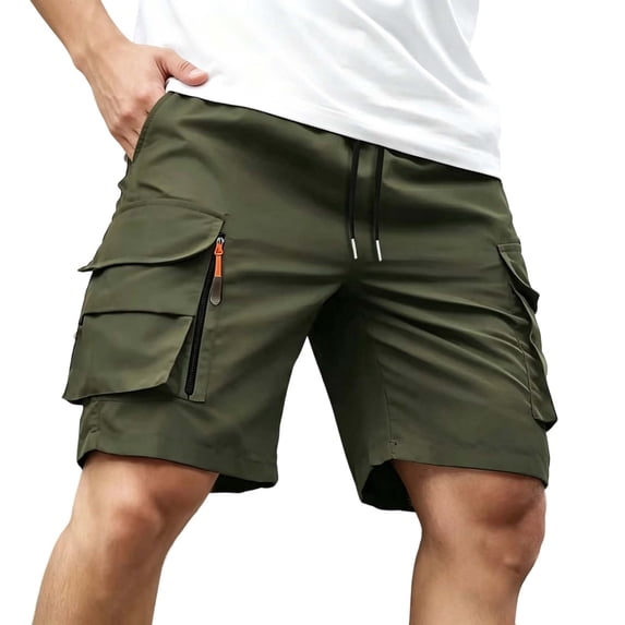 Dagugfen Cargo Shorts for Men 8" Inseam Loose Fitted Elastic Waist Drawstring Summer Outdoor Climbing Shorts with Multi Pockets