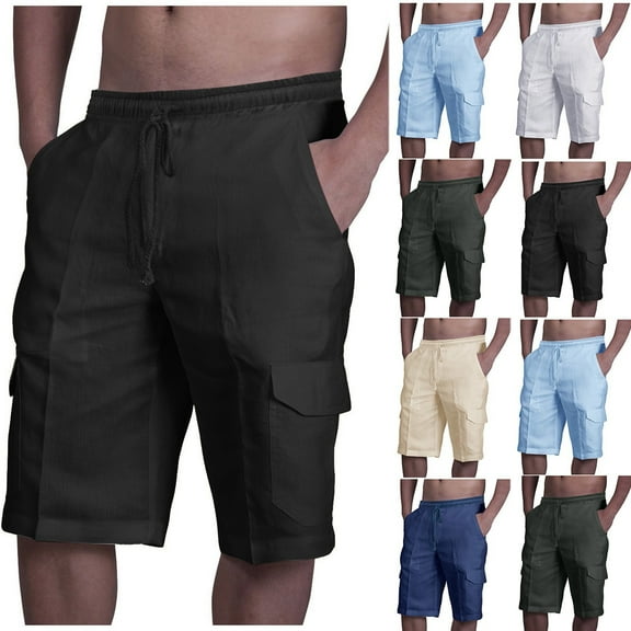 Dagugfen Cargo Shorts for Men Drawstring Elastic Waist Knee Length Loose Lightweight Outdoor Fishing Shorts