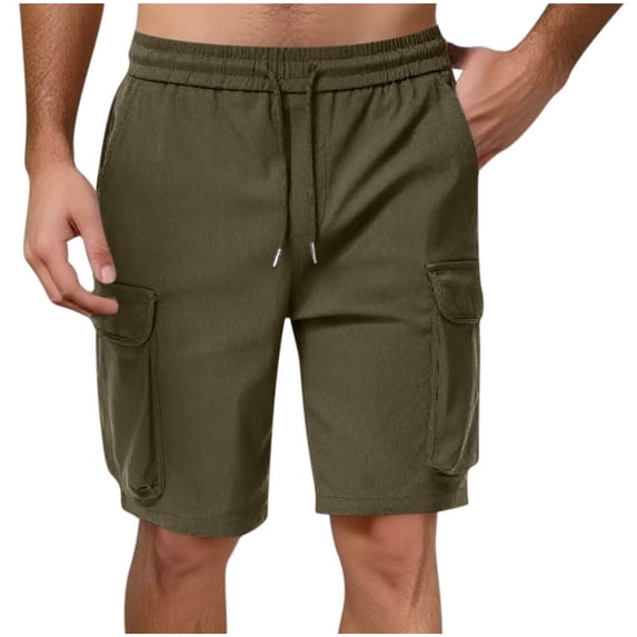 Dagugfen Cargo Shorts for Men Hiking Camping Drawstring Elastic Waisted 9" Inseam Short Pants Outdoor Running Athletic Shorts with Multi Pockets