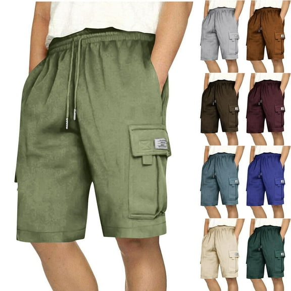 Dagugfen Cargo Shorts for Men Knee Length Sweat Shorts Loose Comfy Outdoor Camping Fishing Shorts Multi Pockets