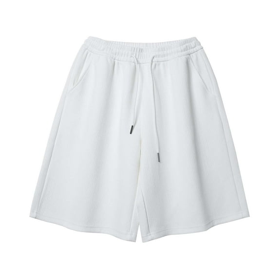 Dagugfen Casual Mens Shorts Summer Drawstring Elastic Waist Solid Color Loose Workout Running Shorts