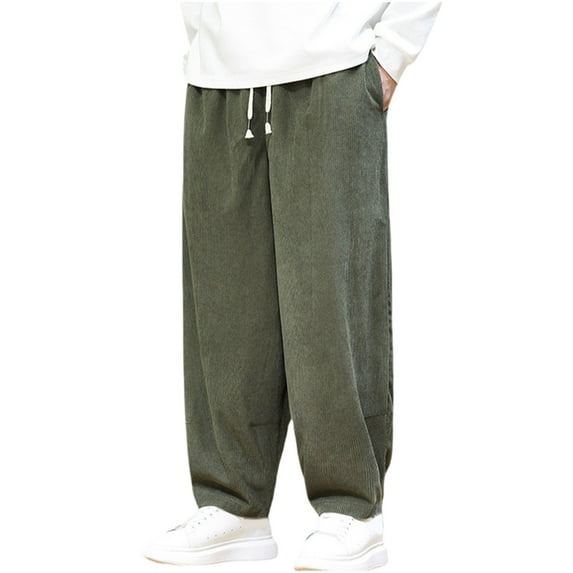 Dagugfen Casual Pants for Men Plus Size Elastic Waist Drawstring Baggy Solid Color Vintage Lounge Pants