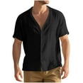 thumbnail image 1 of Dagugfen Casual Tops for Men Button up Short Sleeve V Neck Loose Lightweight Travel Tee Shirts Summer, 1 of 5