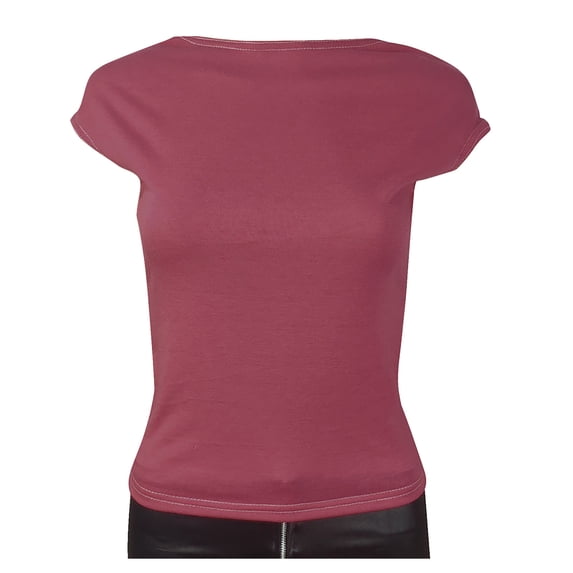 Dagugfen Casual Tops for Women Cap Sleeve Backless Crew Neck Slim Fitted Lightweight Streetwear Travel Tops