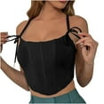 thumbnail image 1 of Dagugfen Corset Tops for Women Trendy Tie Strap Slim Fitted Casual Lightweight Crop Tops for Going Out, 1 of 9