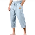 thumbnail image 1 of Dagugfen Cotton Linen Capri Pants for Men Elastic Waisted Outdoor Vacation Beach Loungewear Pants Solid Color, 1 of 7