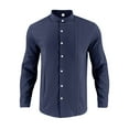 thumbnail image 1 of Dagugfen Cotton Linen Shirts for Men Ruched 3/4 Length Sleeve Button down Loose Casual Work Tops Size S-XXL, 1 of 7