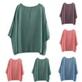 thumbnail image 1 of Dagugfen Cotton Linen Shirts for Women 3/4 Batwing Sleeve Round Neck Cape Blouse Casual Tunic Tops Shirts, 1 of 3