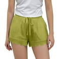 thumbnail image 1 of Dagugfen Cotton Linen Shorts for Teen Girls Lace Patchwork Elastic Waist 2" Shorts Lightweight Summer Casual Fashion Shorts 4-14 Years, 1 of 8