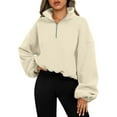 thumbnail image 1 of Dagugfen Crop Tops for Women Long Sleeve Fleece Lined Quarter Zip Pullover Trendy Casual Sweatshirts, 1 of 6