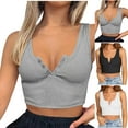thumbnail image 1 of Dagugfen Crop Tops for Women Ribbed Button Deep V Neck Seamless Low Cut Going out Sleeveless Undershirts, 1 of 9