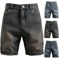 thumbnail image 1 of Dagugfen Denim Shorts for Men Straight Leg Knee Length Fitted Solid Color Classic Casual Summer Shorts, 1 of 9