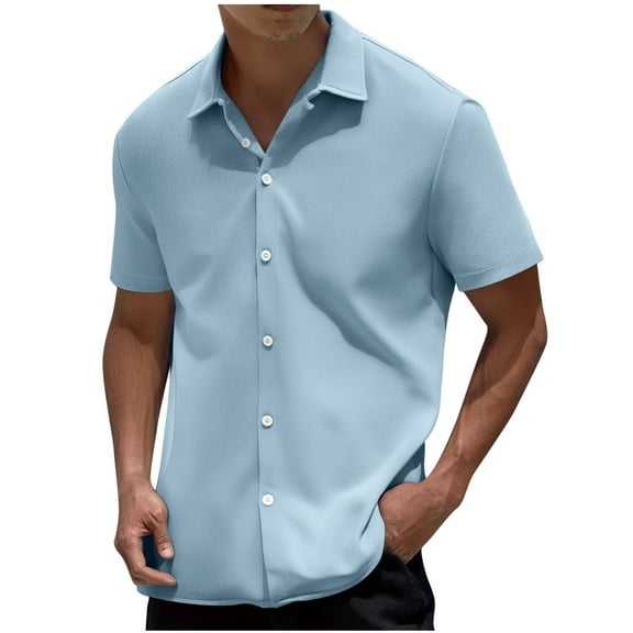 Dagugfen Dress Shirts for Men Button down Loose Business Casual Formal Short Sleeve Shirts Solid Color