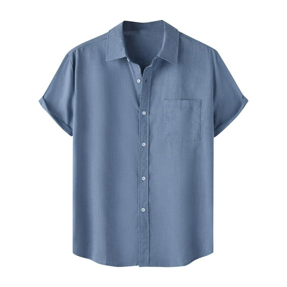 Dagugfen Dress Shirts for Men Button down Short Sleeve Loose Solid Color Business Casual Office Shirts