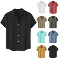 Dagugfen Dress Shirts for Men Button down Short Sleeve Loose Solid Color Business Casual Office Shirts