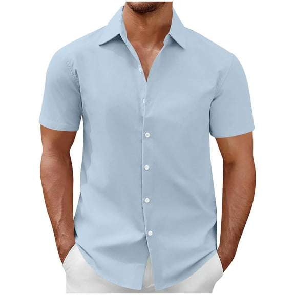 Dagugfen Dress Shirts for Men Plus Size Button down Short Sleeve Business Casual Formal Shirts Tops