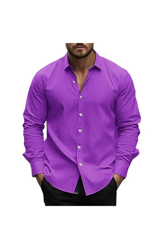 Dress Shirts for Men Solid Color Button down Work Office Business Casual Long Sleeve Shirts