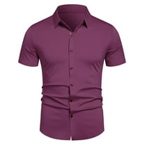Dagugfen Dress T Shirts for Men Button up Short Sleeve Lapel Fitted Lightweight Business Casual Work Tops