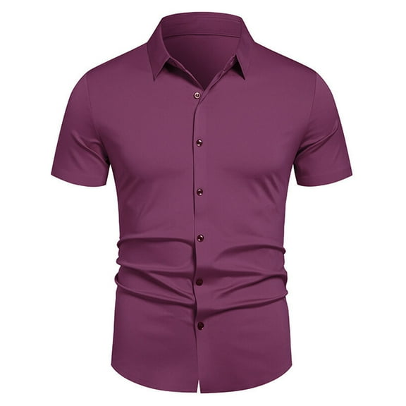 Dagugfen Dress T Shirts for Men Button up Short Sleeve Lapel Fitted Lightweight Business Casual Work Tops