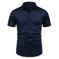 thumbnail image 1 of Dagugfen Dress T Shirts for Men Button up Short Sleeve Lapel Fitted Lightweight Business Casual Work Tops, 1 of 6