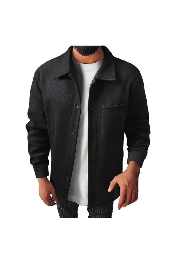 Fall Jackets for Men Button down Lightfleece Lapel Loose Fitting Cardigan Outwear Long Sleeve Travel Casual Work Coat