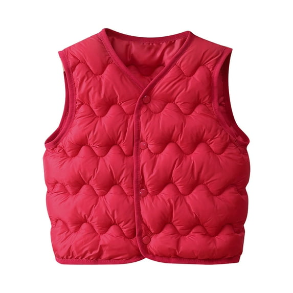 Dagugfen Fall Winter Baby Clothes Vests Button down Warm Solid Color Textured Quilted Jackets 1-7 Years