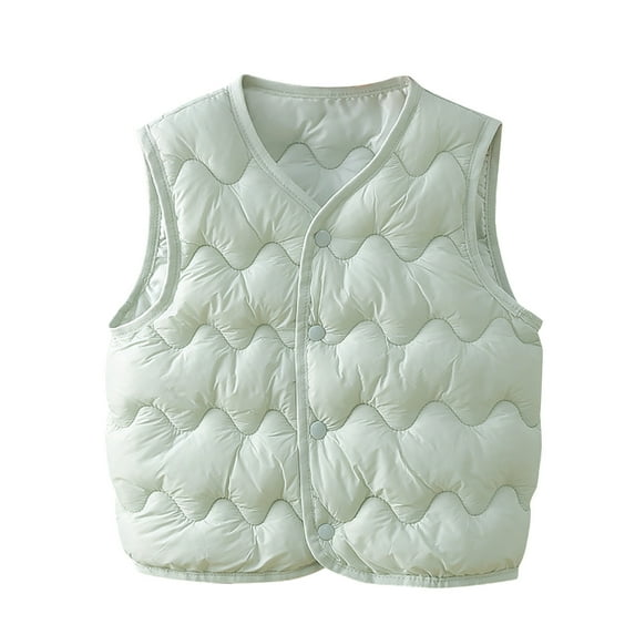 Dagugfen Fall Winter Baby Clothes Vests Button down Warm Solid Color Textured Quilted Jackets 1-7 Years